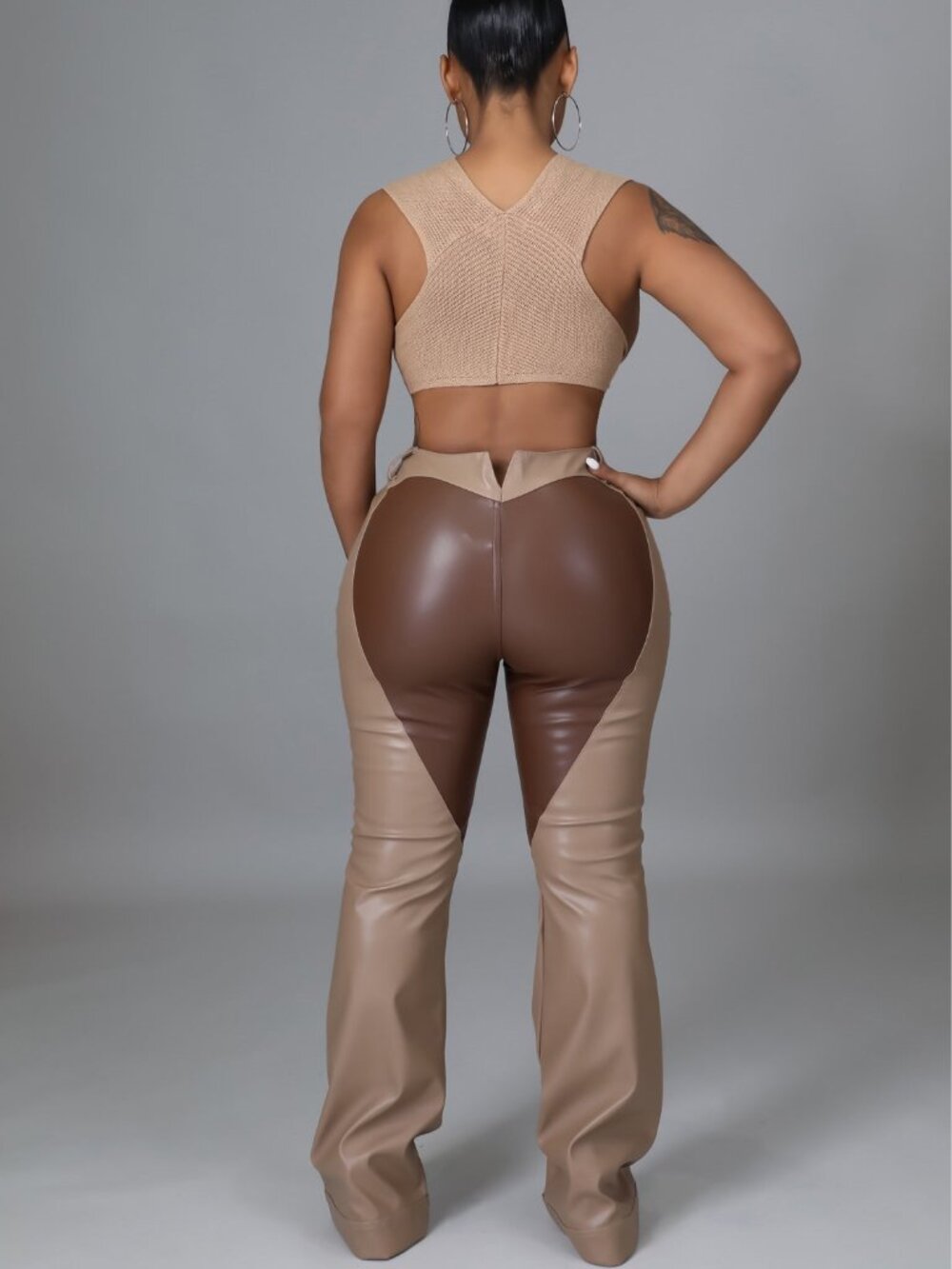 Women's Pants- Rehab Lab by Dressed in LALA Vegan Leather Brown Cowpoke Pants